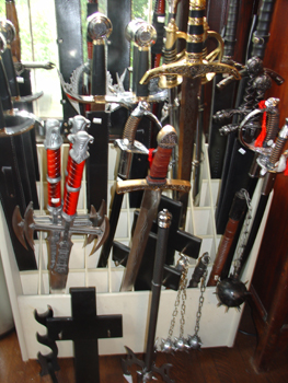Lots of medieval pieces around the first floor, like these swords. I think its all for sale. I didnt check.