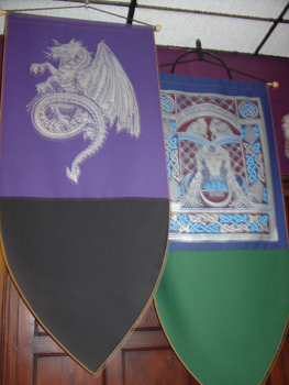 More medieval style stuff. Being in this room with all the blades and banners made me want to read a King Arthur book.